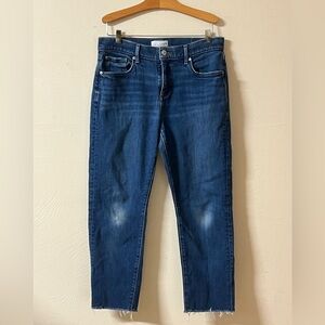 Loft The Super Soft Girlfriend Denim Jeans Raw Hem Distressed Size 30/10
